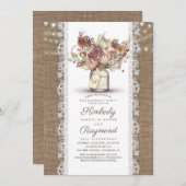 Rustikal Vintag Mason Jar | Burlap-Engagement-Part Einladung (Vorne/Hinten)