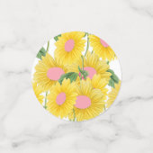 Rustikal Vintag rosa Sonnenblumen Moderne Weiß Konfetti (Klein Vorderseite)