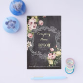 rustikal Vintage Botanische Tafel mit Blumen Flyer (Einzeln)