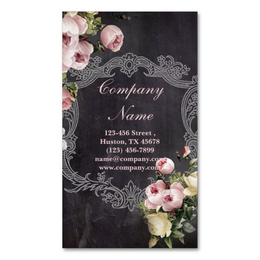 rustikal Vintage Botanische Tafel mit Blumen Magnetische Visitenkarte (Vorderseite Vertikal)