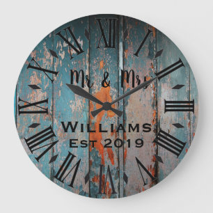 Rustikal Vintage Personalisiertes Holz Individuell Große Wanduhr