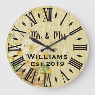 Rustikal Vintage Personalisiertes Holz Individuell Große Wanduhr