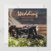 Rustikal Vintages Motorrad Hochzeitseinladungen Einladung (Vorderseite)