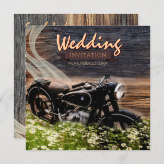 Rustikal Vintages Motorrad Hochzeitseinladungen Einladung
