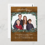 Rustikal Was für ein Jahr! Weihnachtskranz Foto Postkarte (Vorne/Hinten)