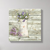 rustikal weiß gekalkter Holzfarmhaus Lavendel Leinwanddruck (Vorderseite)