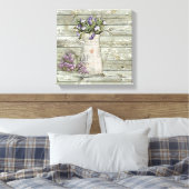 rustikal weiß gekalkter Holzfarmhaus Lavendel Leinwanddruck (Insitu (Schlafzimmer))