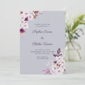 Rustikal-Weiß-Rosa-Blume Boho Cloud Gray Wedding Einladung (Stehend Vorderseite)