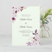 Rustikal-Weiß-Rosa-Blume Boho Light Green Wedding Einladung (Stehend Vorderseite)