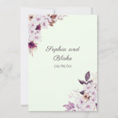 Rustikal-Weiß-Rosa-Blume Boho Light Green Wedding Einladung (Rückseite)