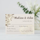 Rustikal-weiße Rosen Hochzeit RSVP Response Card Karte (Stehend Vorderseite)