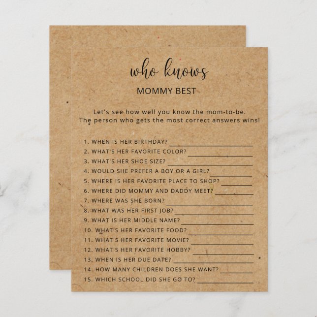 Rustikal - Wer kennt das beste Spiel der Mami (Vorne/Hinten)