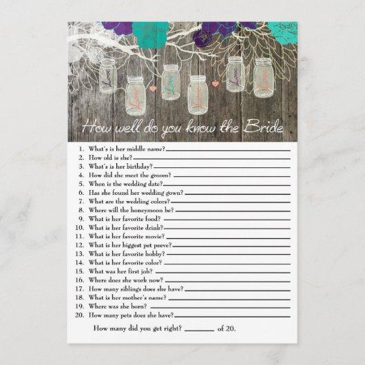 Rustikal Wie gut kennen Sie das Bride Game? (Vorderseite)