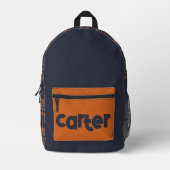 Rustikal Winter Blue Orange kariert Bedruckter Rucksack (Vorderseite)