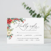Rustikal | Winter Botanical Wedding RSVP Karte (Stehend Vorderseite)