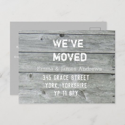 Rustikal Wir haben neue Adresse White Ankündigung (Vorne/Hinten)