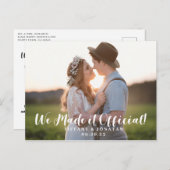 Rustikal Wir machten es Offizielle Elopement Ankün Postkarte (Vorne/Hinten)