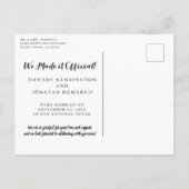 Rustikal Wir machten es Offizielle Elopement Ankün Postkarte (Rückseite)