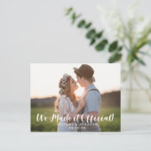 Rustikal Wir machten es Offizielle Elopement Ankün Postkarte (Stehend Vorderseite)