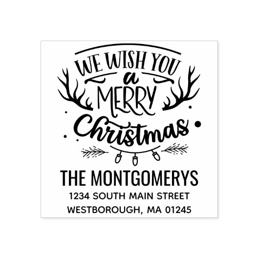 Rustikal Wir wünschen Ihnen frohe Weihnachts-Rücks Gummistempel (Prägung)