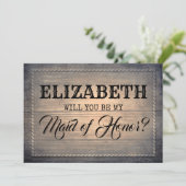 Rustikal wirst du meine Trauzeugin sein | Bridesma Einladung (Stehend Vorderseite)