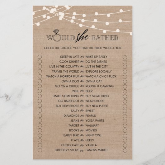 Rustikal würde sie lieber Brautparty Flyer (Vorne)