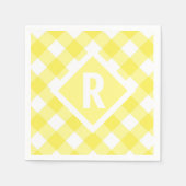 Rustikal Yellow Gingham Monogram Serviette (Vorderseite)