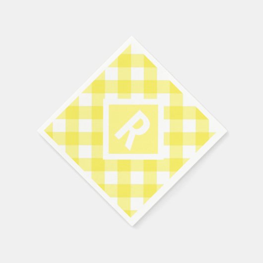 Rustikal Yellow Gingham Monogram Serviette (Ecke)