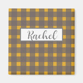 Rustikal Yellow Gray Gingham Magnet (Vorne)