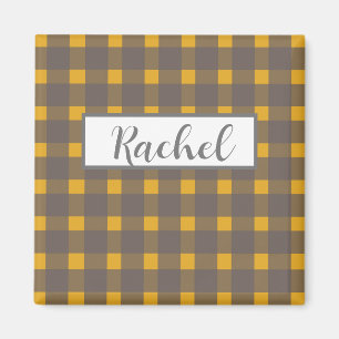 Rustikal Yellow Gray Gingham Magnet