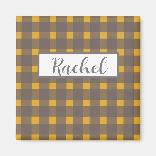 Rustikal Yellow Gray Gingham Magnet (Vorne)