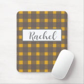 Rustikal Yellow Gray Gingham Mousepad (Mit Mouse)