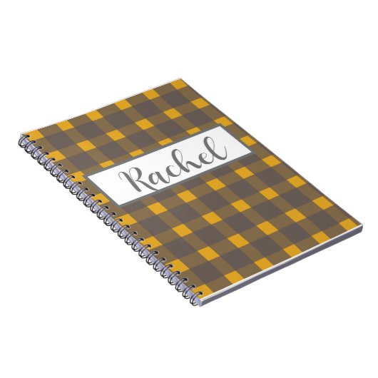 Rustikal Yellow Gray Gingham Notizblock (Rechte Seite)