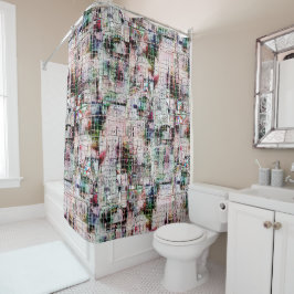 Rustikal zeichnend, bizarre, unter abstraktem Jute Duschvorhang