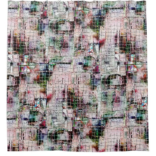 Rustikal zeichnend, bizarre, unter abstraktem Jute Duschvorhang (Vorderseite)