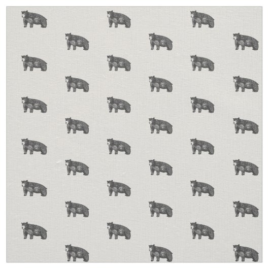 Rustikal Zeichnend Schwarzbär Stoff (Muster)