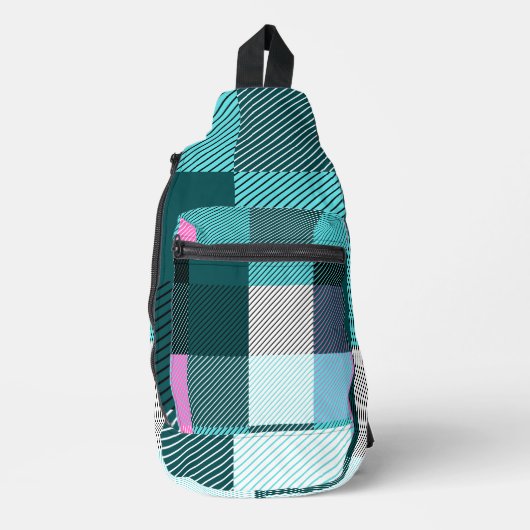 Rustikal zeitgenössisch Kariert Crossbody Bag (Vorderseite)