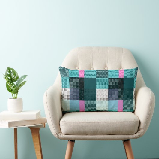 Rustikal zeitgenössisch Kariert Lendenkissen (Stuhl )