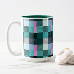 Rustikal zeitgenössisch Kariert Zweifarbige Tasse