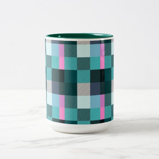 Rustikal zeitgenössisch Kariert Zweifarbige Tasse (Mittel)