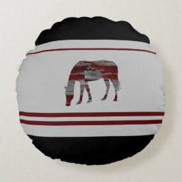 Rustikal - Zeitgenössisches Landmädchen - Pferdede Rundes Kissen