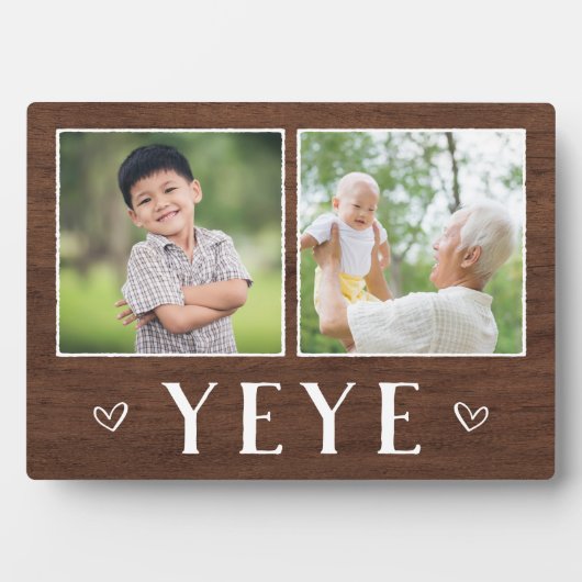 Rustikal Zwei-Foto-Jahr-Opa Fotoplatte (Vorderseite)