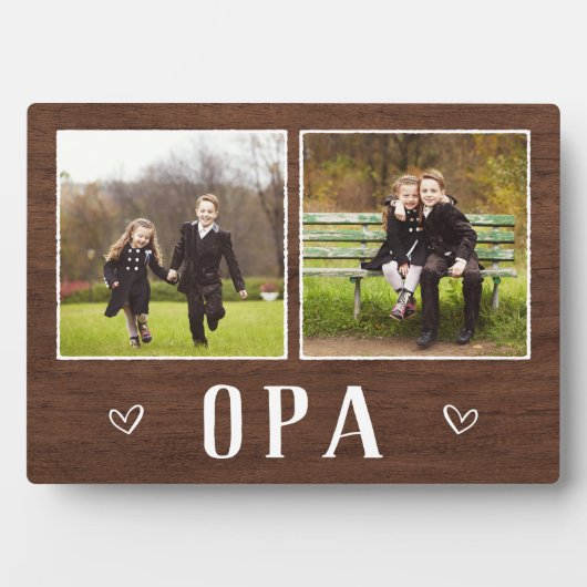 Rustikal Zwei-Foto Opa Opa Fotoplatte (Vorderseite)