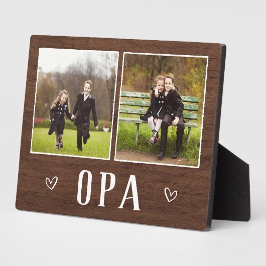Rustikal Zwei-Foto Opa Opa Fotoplatte (Seite)