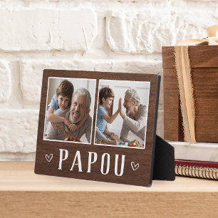 Rustikal Zwei-Foto Papou Opa Fotoplatte