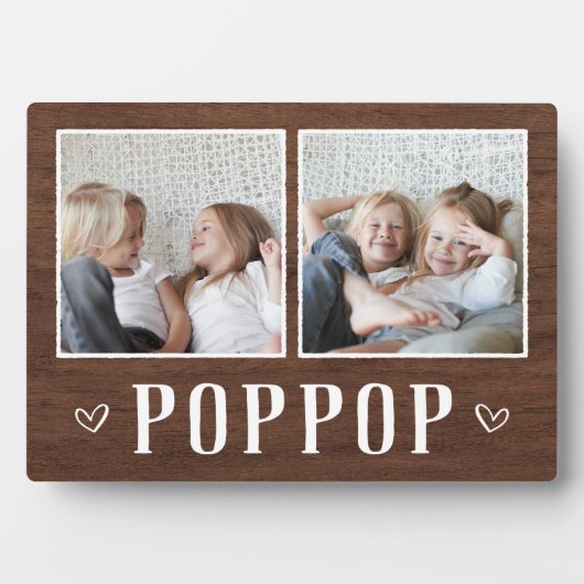 Rustikal, zwei Foto Poppop Opa Fotoplatte (Vorderseite)