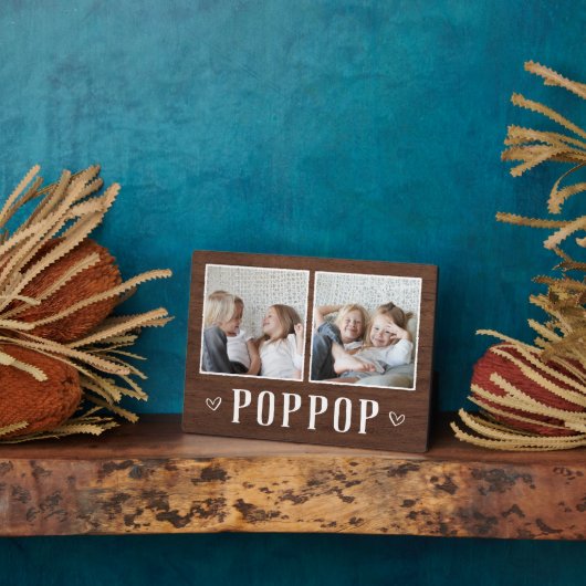 Rustikal, zwei Foto Poppop Opa Fotoplatte (Seite)