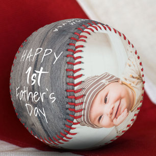 Rustikale 1. Father`s Day Schrift 2 Foto Collage Baseball