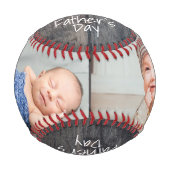 Rustikale 1. Father's Day Schrift 2 Foto Collage Baseball (Vorderseite)