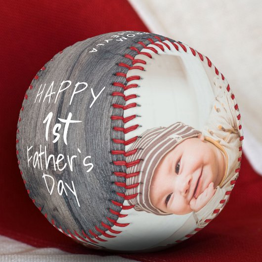 Rustikale 1. Father's Day Schrift 2 Foto Collage Baseball